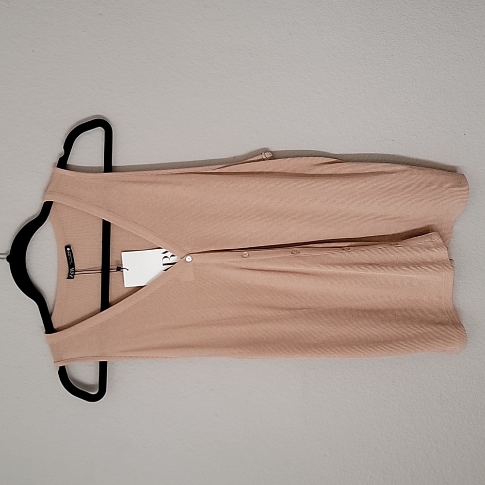 Zara button tank, L, Tan